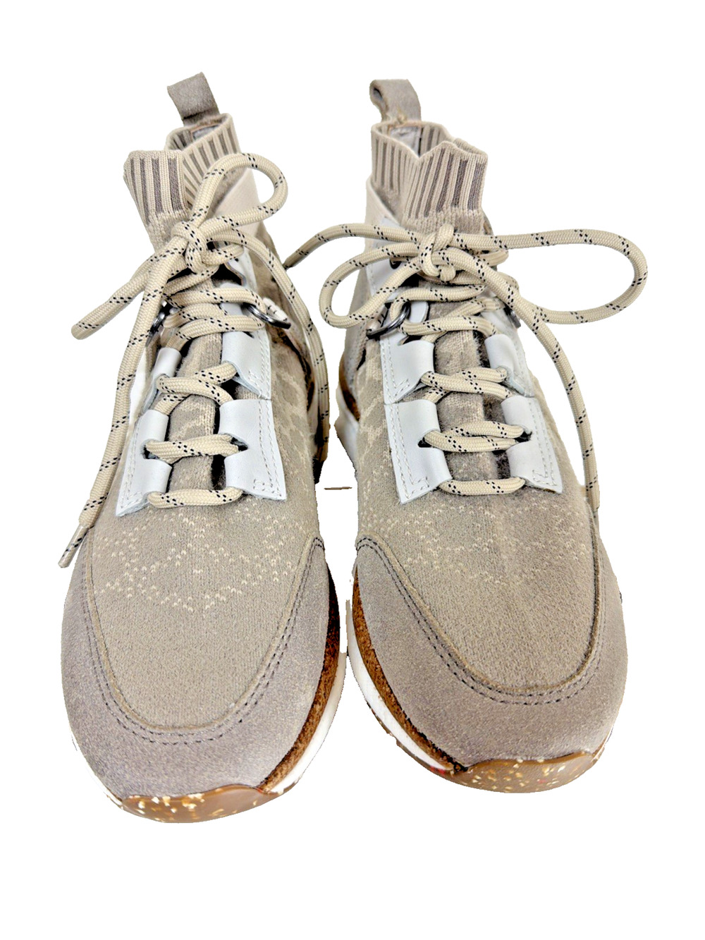 NWT OTBT Khaki Knit Upper Lace Up Pull On High Top Sneaker #1045 Womens 7
